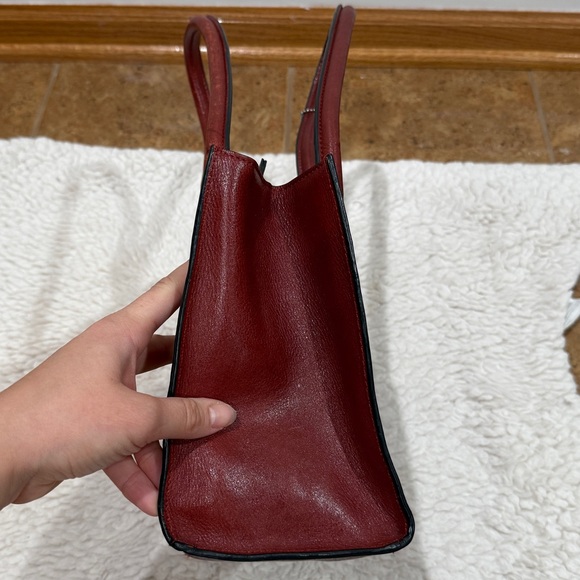 Wilsons Leather Roma Leather Push Lock Tote Handbag Dark Cherry Red Mahogany - Picture 11 of 15